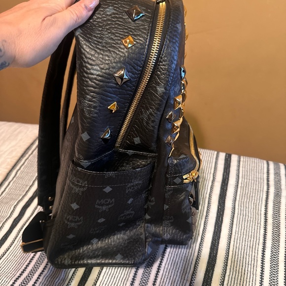 MCM Black and Gold Studded Backpack - Picture 11 of 12